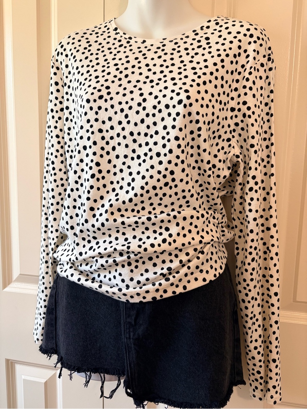 Polka Dot Long-Sleeve Top, size L, By Croft & Barrow